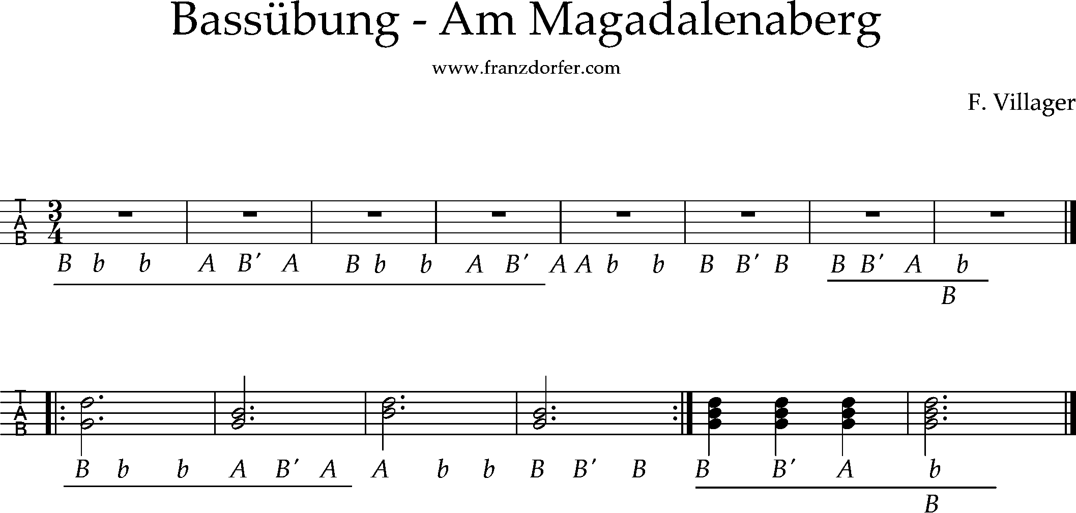 sterische lernen- Walzer -Bassübung Übergangsbass- griffschrift